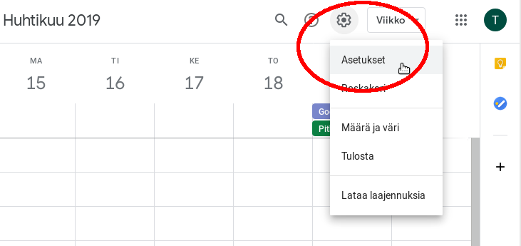 Kalenterin lisääminen Google-tilille – Sievin Sisu .